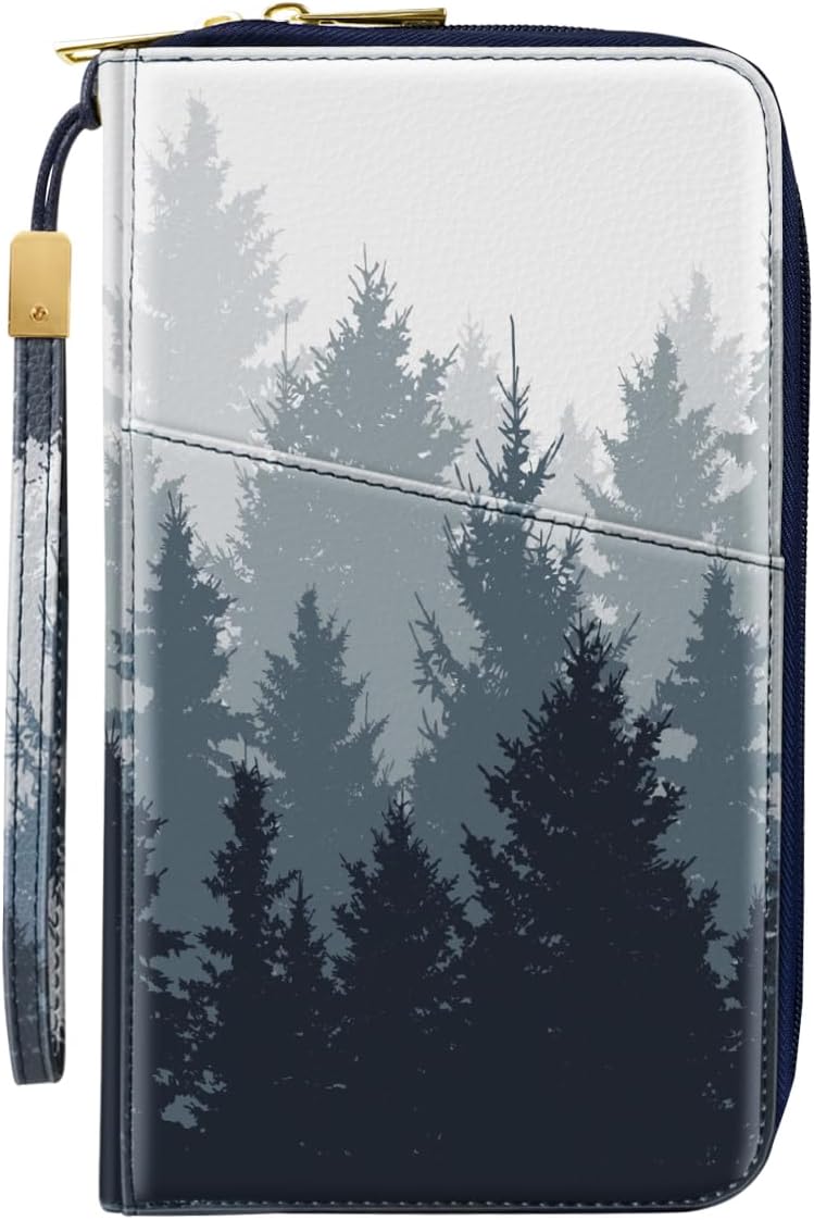 Simikol Family Passport Holder Wallet RFID Blocking Document Organizer PU Leather Mulit-purpose Travel Wallet Credit Cards Case for Women Men, Forest - Image 1